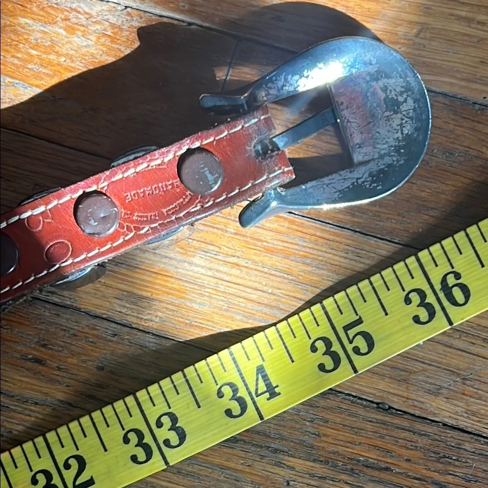 Vintage Braided Leather Buffalo Nickel Belt SMALL